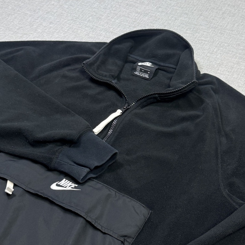 Nike 1/4 Zip Winter Fleece Jacket Kangaroo Pocket Mens Medium Black Pullover